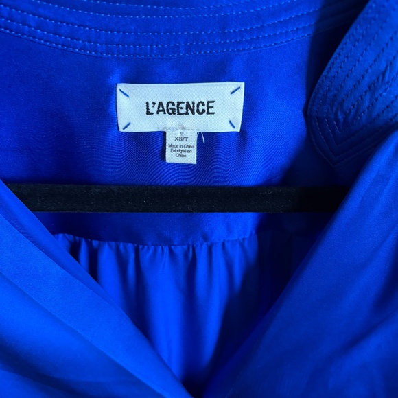 L'Agence 'Bianca' Blue Silk Collar Blouse Size XS/T - Picture 4 of 6